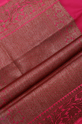 Floral Threadwork Motifs Beige Tussar Banarasi Silk Saree