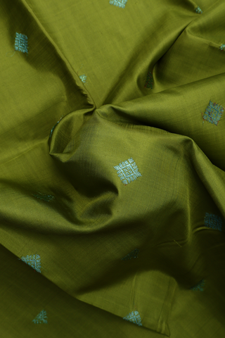 Kanchipuram Silk Saree In Pear Green With Buttas