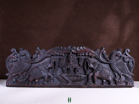 Wooden Gajalakshmi Wall Panel For Decor