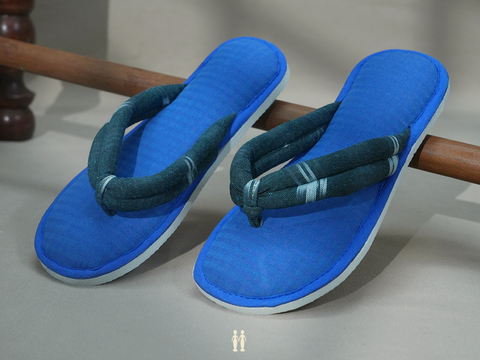 Ikat Design Royal Blue Cotton Slippers