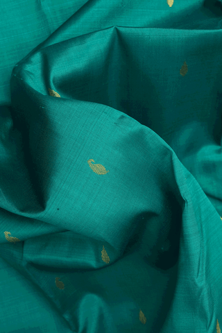 Paisley Thilagam Buttis Teal Green Kanchipuram Silk Saree