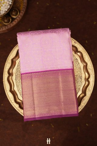 Kanchipuram Silk Saree In Pastel Pink With Brocade Design