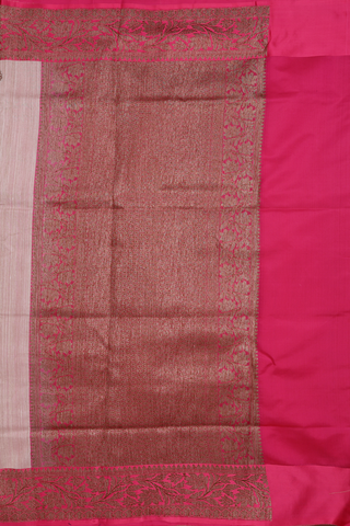 Floral Threadwork Motifs Beige Tussar Banarasi Silk Saree