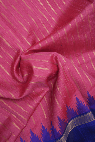 Allover Zari Striped Design Pink Jute Saree