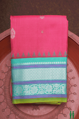 Floral Paisley Buttas Hot Pink Gadwal Silk Saree