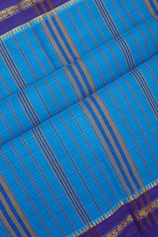 Allover Checks Design Teal Blue Narayanpet Cotton Saree