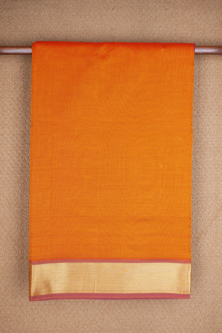 Chevron Border Plain Orange Traditional Silk Cotton Saree