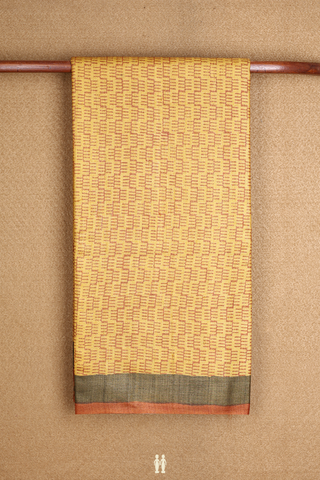 Allover Printed Design Mustard Yellow Tussar Silk Saree