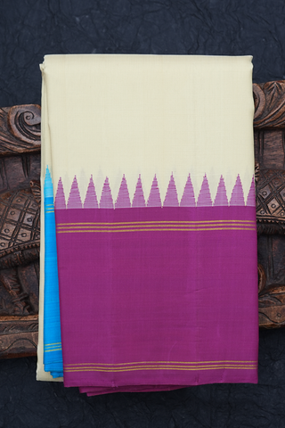 Ganga Jamuna Border Plain Beige Kanchipuram Silk Saree