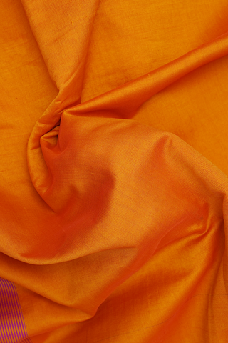 Chevron Border Plain Orange Traditional Silk Cotton Saree