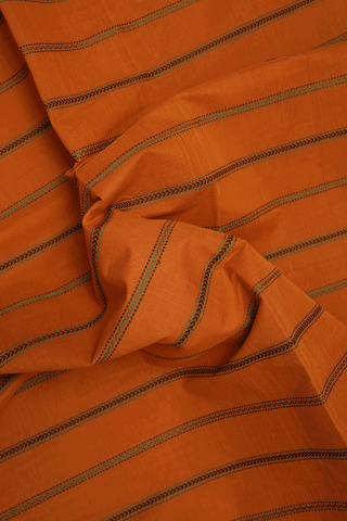 Stripe Threadwork Design Honey Orange Coimbatore Cotton Saree