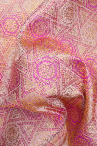 Zari Border In Brocade Pink And Cream Kanchipuram Silk Saree