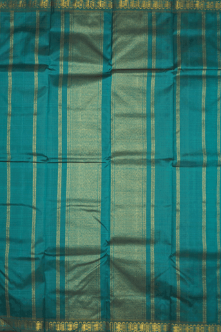 Paisley Thilagam Buttis Teal Green Kanchipuram Silk Saree