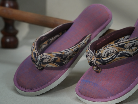 Kalamkari Design Mulberry Cotton Slippers