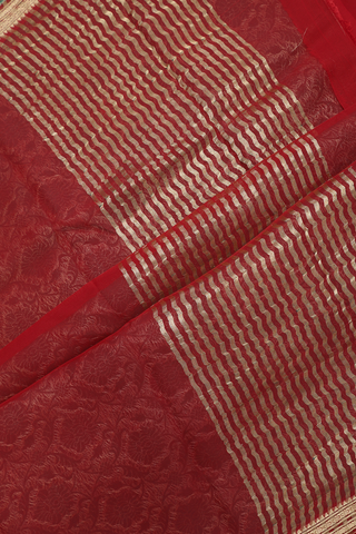 Zari Border Plain Cherry Red Mysore Silk Saree