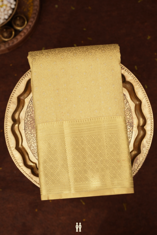 Kanchipuram Silk Saree In Tan Color With Floral Zari Design