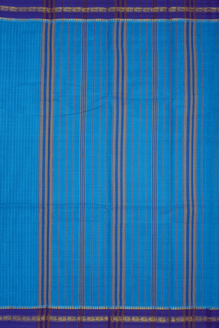 Allover Checks Design Teal Blue Narayanpet Cotton Saree