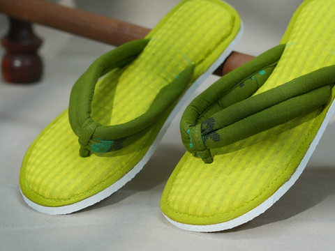 Plain Lime Green Cotton Slippers