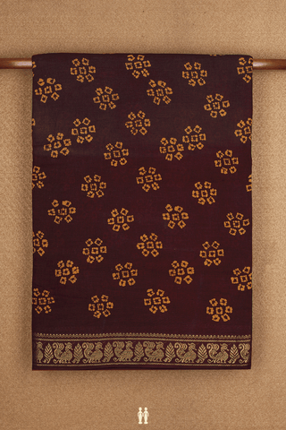 Allover Design Coffee Brown Nine Yards Sungudi Cotton Saree