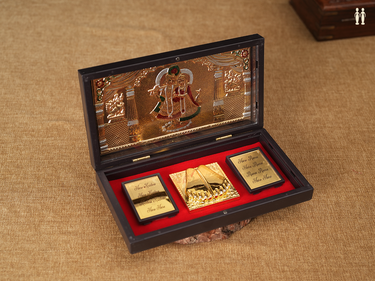 Lord Radha Krishna Gold Plated Yantra Box