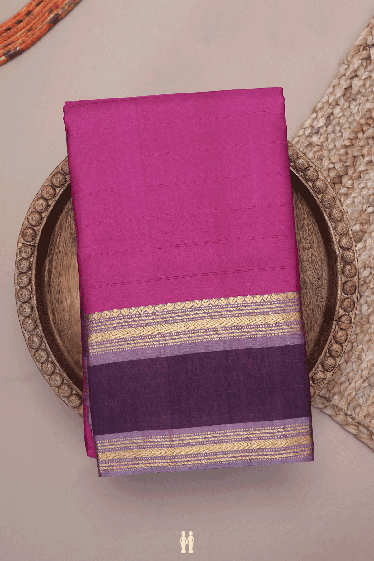 Kanchipuram Silk Saree In Purple With Self Stripes Design