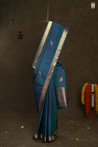 Parrot Zari Motifs Dual Tone Kanchipuram Silk Saree