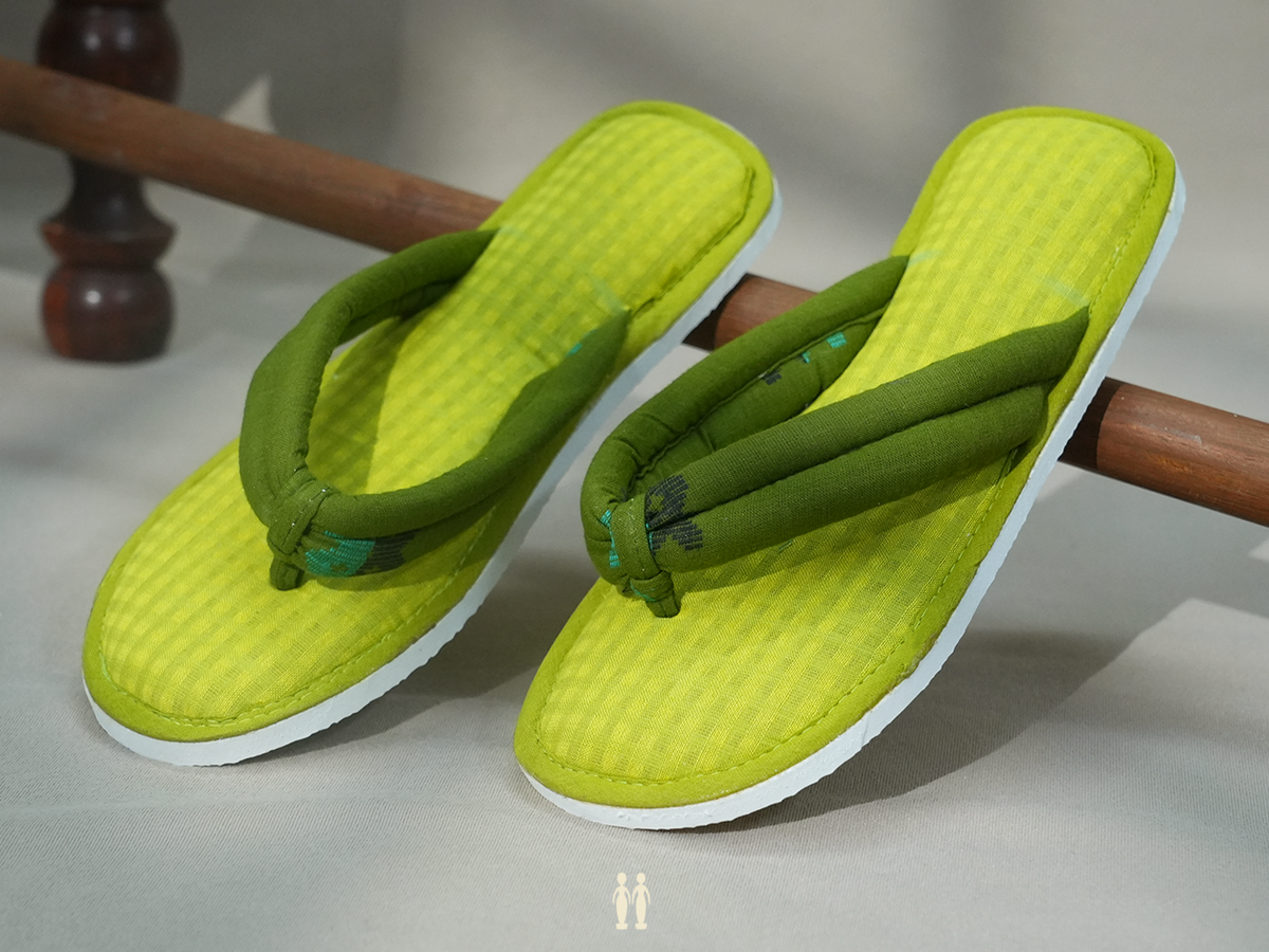 Plain Lime Green Cotton Slippers