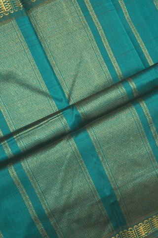 Paisley Thilagam Buttis Teal Green Kanchipuram Silk Saree