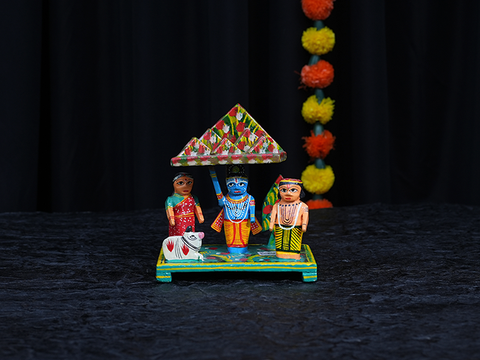 Wooden Lord Krishna Lifted The Mountain of Govardhan For Golu