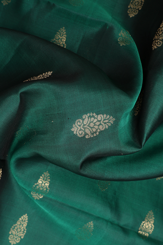 Floral Zari Motifs Forest Green Soft Silk Saree