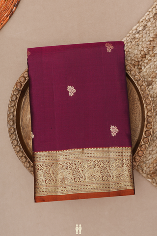 Floral Zari Buttis Plum Purple Kanchipuram Silk Saree