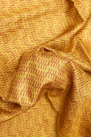 Allover Printed Design Mustard Yellow Tussar Silk Saree