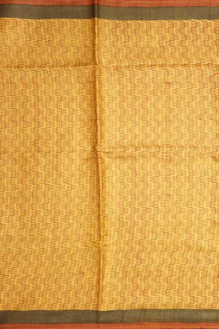 Allover Printed Design Mustard Yellow Tussar Silk Saree