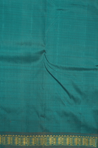 Paisley Thilagam Buttis Teal Green Kanchipuram Silk Saree