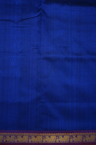 Peacock Zari Border Indigo Blue Nine Yards Silk Cotton Saree