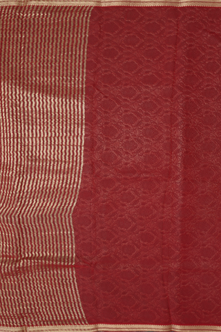 Zari Border Plain Cherry Red Mysore Silk Saree