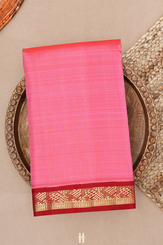 Korvai Zari Border Plain Pink Kanchipuram Silk Saree