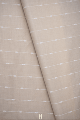 Striped Threadwork Design Tan Duppion Silk Fabric