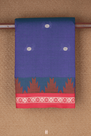 Threadwork Buttas Space Blue Dharwad Cotton Saree