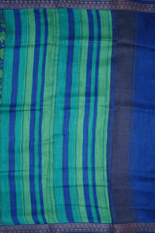 Allover Floral Design Royal Blue Chanderi Silk Cotton Saree