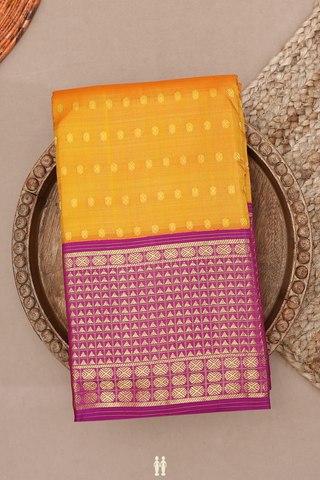 Threadwork Buttis Orange Kanchipuram Silk Saree