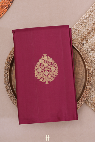 Tree Zari Motifs Berry Pink Kanchipuram Silk Saree