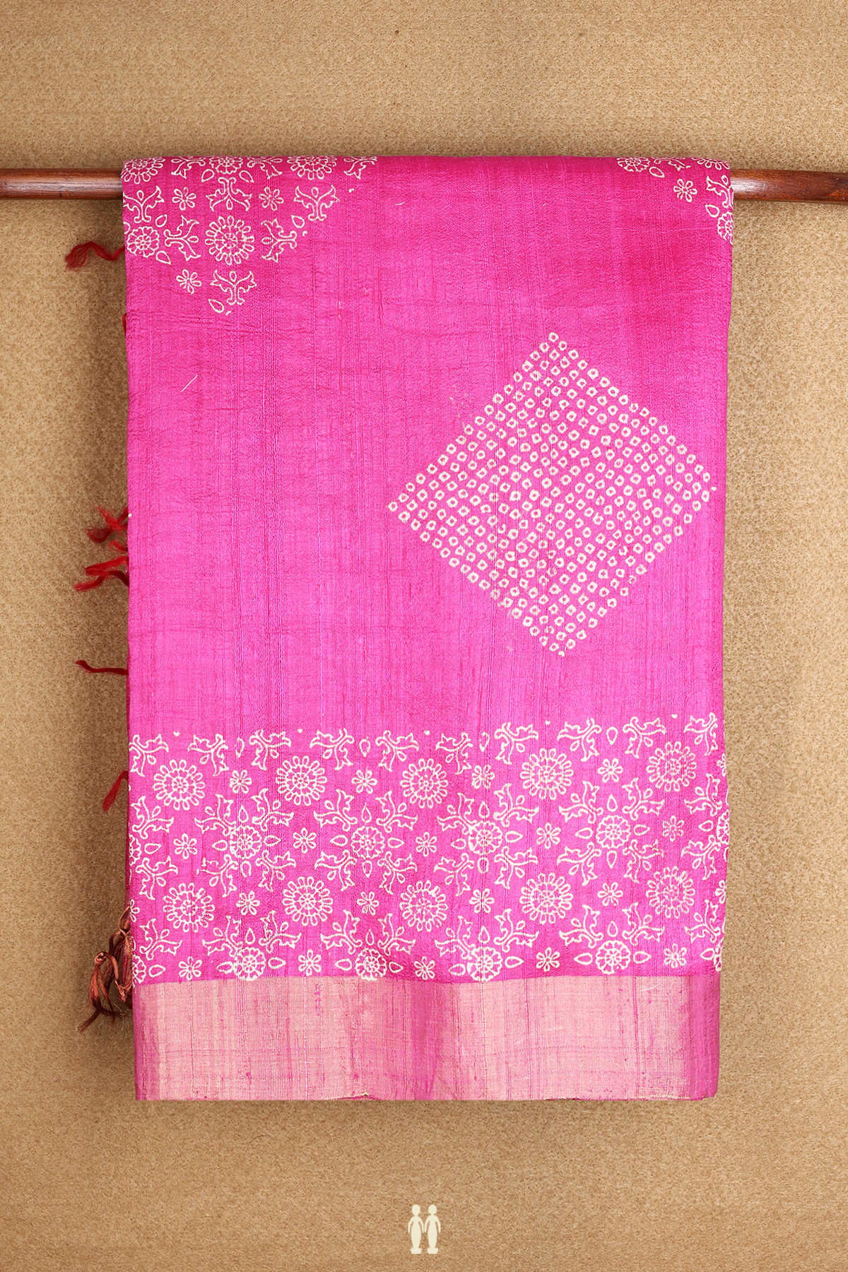 Allover Diamond Design Magenta Tussar Silk Saree