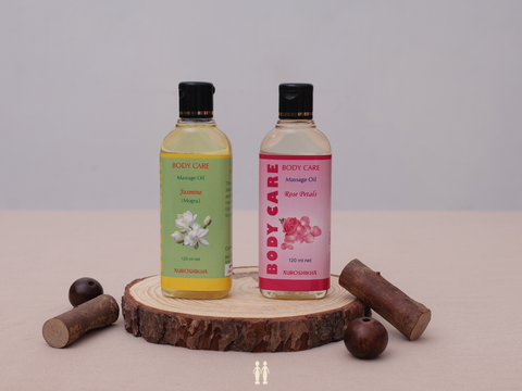 Rose Petals And Jasmine Flavour Set Of 2 Body Massage Oil