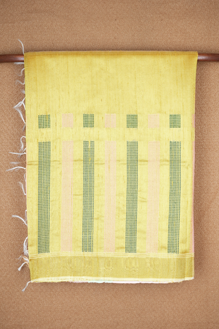 Stripes Design Royal Yellow Jute Saree