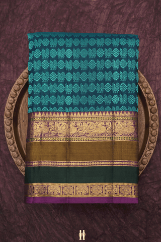 Jacquard Pattern Pine Green Kanchipuram Silk Saree