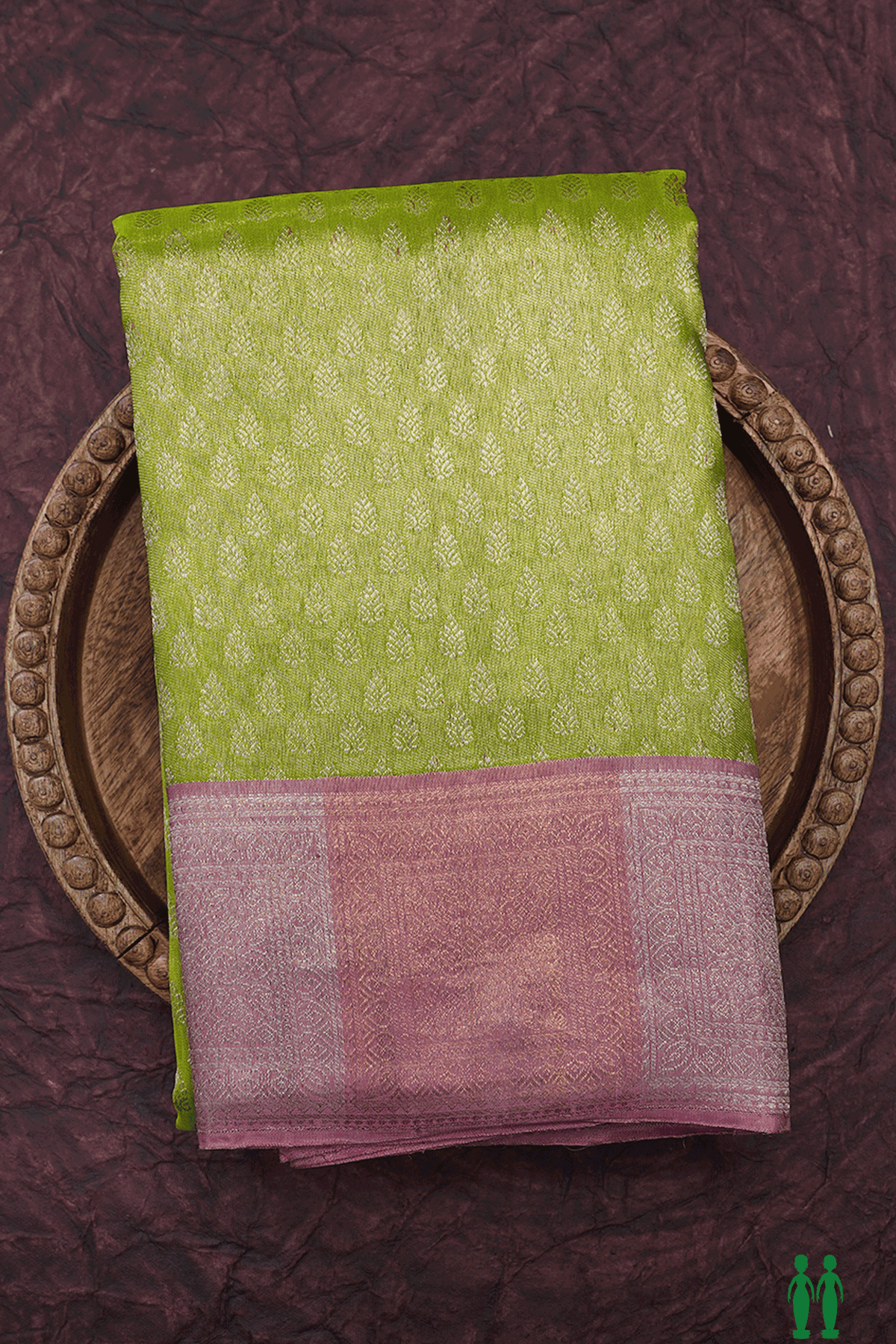 Zari Border Parrot Green Tissue Kanchipuram Silk Saree