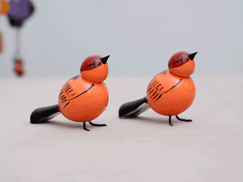 Set Of 4 Wooden Handicraft Multicolor Birds For Showpiece