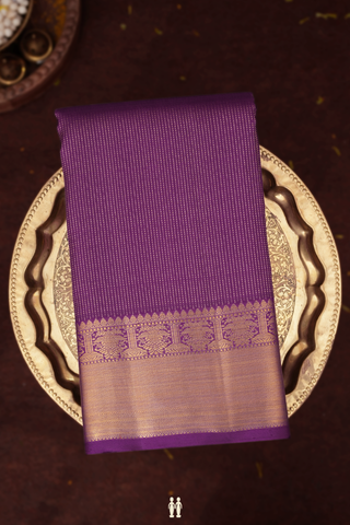 Kanchipuram Silk Saree In Grape Purple With Stripes Design