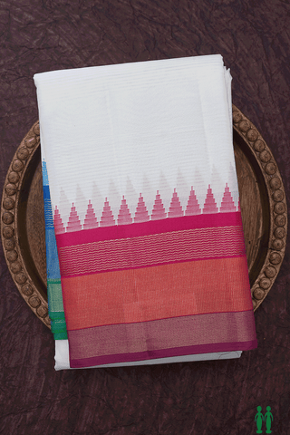 Ganga Jamuna Border Off White Kanchipuram Silk Saree